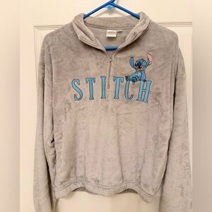 Disney Stitch Gray Fleece Jacket Juniors small NWT